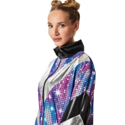 tectake® Damenkostüm Retro 80er 90er Jahre Disco Jogginganzug
