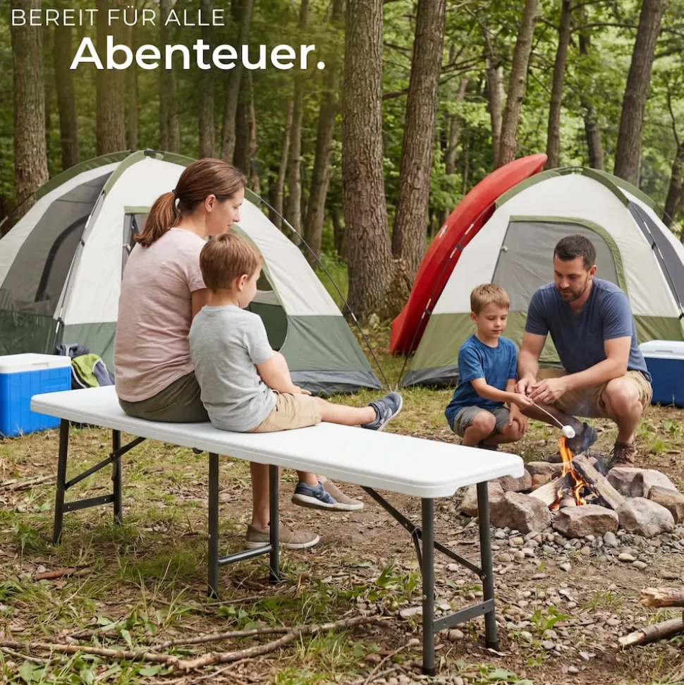 tectake® 2er Set Campingklappbank, wetterfest, je 500 kg belastbar, bis zu 8 Personen, gummierte Tragegriffe