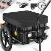 tectake® Fahrradanhänger, 2 in 1 multifunktional, luftgefüllte Profilreifen mit Kugellager, Belastbarkeit 50 kg, 70 Liter, ca. 148 x 64 x 81 cm
