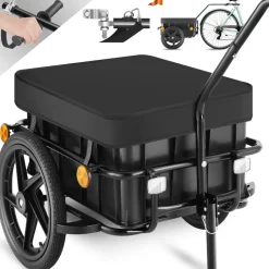 tectake® Fahrradanhänger, 2 in 1 multifunktional, luftgefüllte Profilreifen mit Kugellager, Belastbarkeit 50 kg, 70 Liter, ca. 148 x 64 x 81 cm