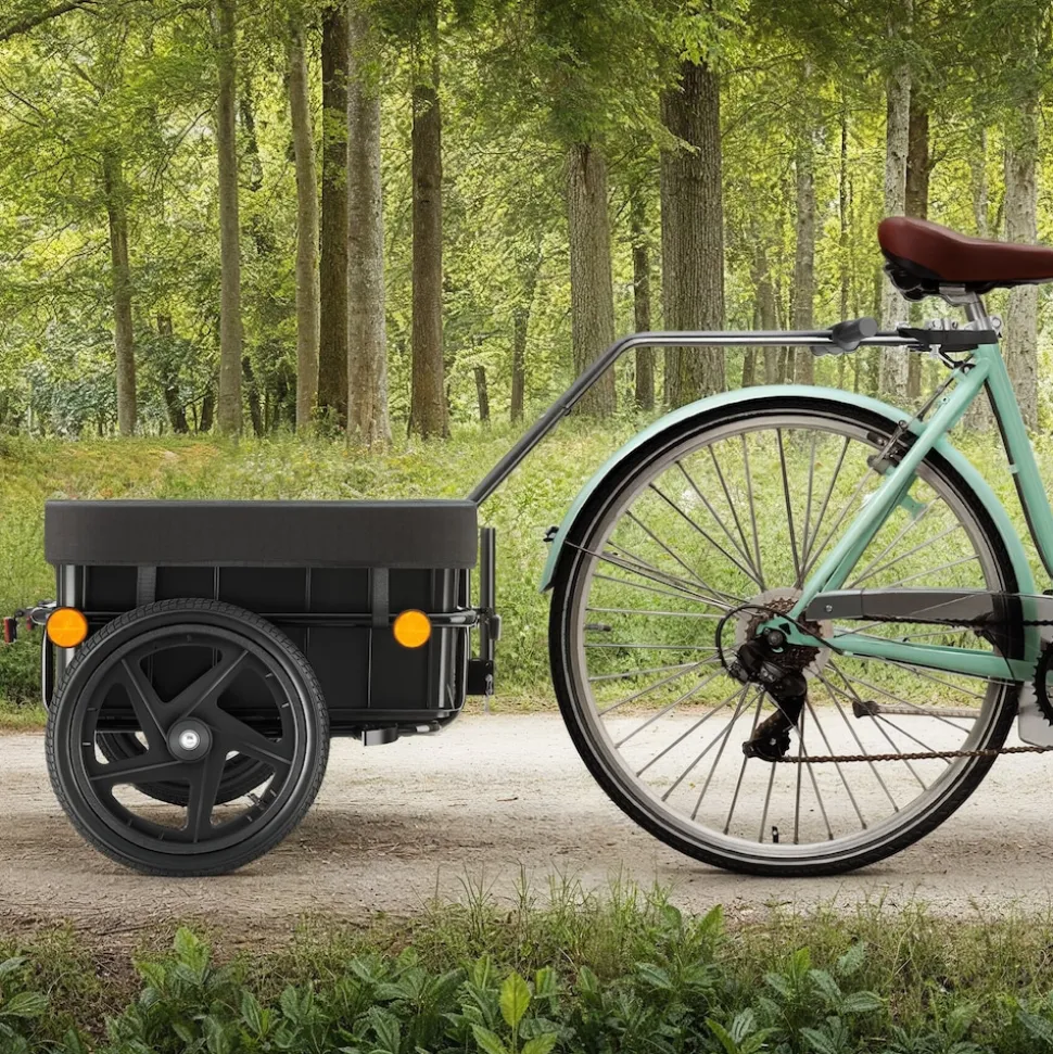 tectake® Fahrradanhänger, 2 in 1 multifunktional, luftgefüllte Profilreifen mit Kugellager, Belastbarkeit 50 kg, 70 Liter, ca. 148 x 64 x 81 cm
