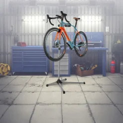 tectake® Fahrradmontageständer, für alle gängigen Modelle, lackschonend, inklusive Werkzeugablage mit Montageschlüssel