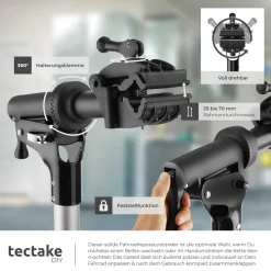 tectake® Fahrradmontageständer, Belastbarkeit 50 kg, klappbar mit Schnellverschlüssen, lackschonend, inklusive Vorderrad-Stabilisator und magnetischer Werkzeugablage