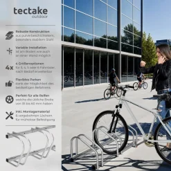 tectake® Fahrradständer, aus rostfreiem Stahl, Boden- und Wandmontage, von beiden Seiten befahrbar
