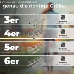 tectake® Fahrradständer, aus rostfreiem Stahl, Boden- und Wandmontage, von beiden Seiten befahrbar