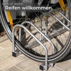 tectake® Fahrradständer, aus rostfreiem Stahl, Boden- und Wandmontage, von beiden Seiten befahrbar