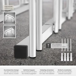 tectake® Fahrradständer, aus rostfreiem Stahl, Boden- und Wandmontage, von beiden Seiten befahrbar