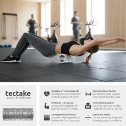 tectake® Faszienrolle, mit verschiedenen Noppenzonen, zum Lösen von Verklebungen und Muskelverhärtungen, leichte Reinigung, 335 x 145 mm
