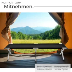 tectake® Feldbett mit Aluminiumgestell, klappbar, Belastbarkeit 150 kg, 190 x 70 x 45 cm