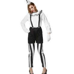 tectake® Frauenkostüm Clown schwarz-weiß