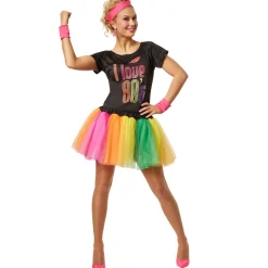 tectake® Frauenkostüm 80er Jahre Disco-Lady