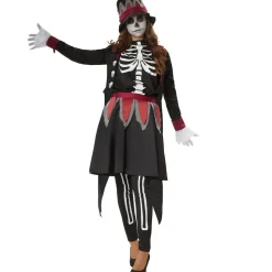 tectake® Frauenkostüm Gruselige Skull Lady