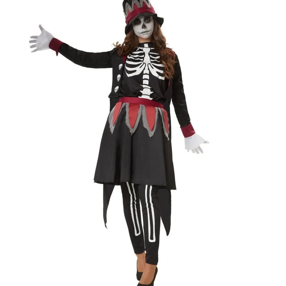 tectake® Frauenkostüm Gruselige Skull Lady