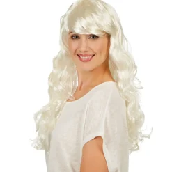 tectake® Frauenperücke Weißblond lang