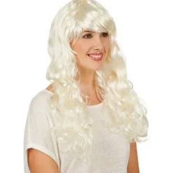 tectake® Frauenperücke Weißblond lang