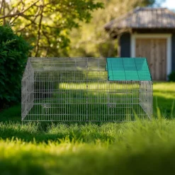 tectake® Freilaufgehege für Kaninchen, aus 12 Gitterelementen, 2 Türen, 180 x 75 x 75 cm