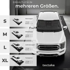 tectake® Garagenbodenmatte, 2,4 x 5 m, mit Klettpads und Alkoholtüchern, inklusive ausziehbarem Abzieher