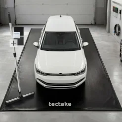 tectake® Garagenbodenmatte, 2,4 x 5 m, mit Klettpads und Alkoholtüchern, inklusive ausziehbarem Abzieher