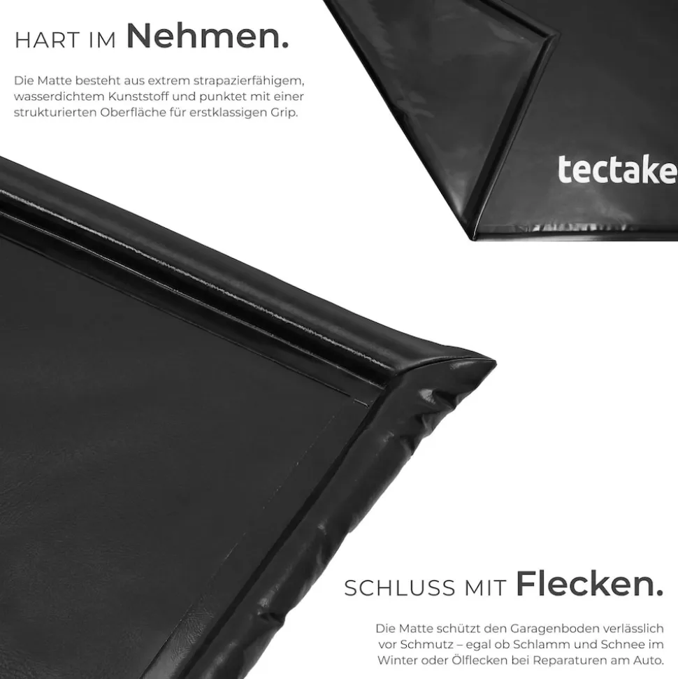 tectake® Garagenbodenmatte, 2,4 x 5 m, mit Klettpads und Alkoholtüchern, inklusive ausziehbarem Abzieher