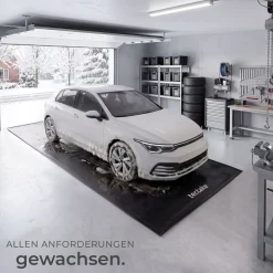tectake® Garagenbodenmatte, 2,4 x 5 m, mit Klettpads und Alkoholtüchern, inklusive ausziehbarem Abzieher