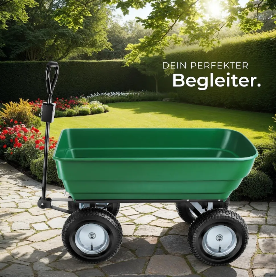 tectake® Gartenwagen, mit Kippfunktion, leichtgängige Lenkachse, Belastbarkeit 300 kg