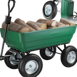 tectake® Gartenwagen, mit Kippfunktion, leichtgängige Lenkachse, Belastbarkeit 300 kg