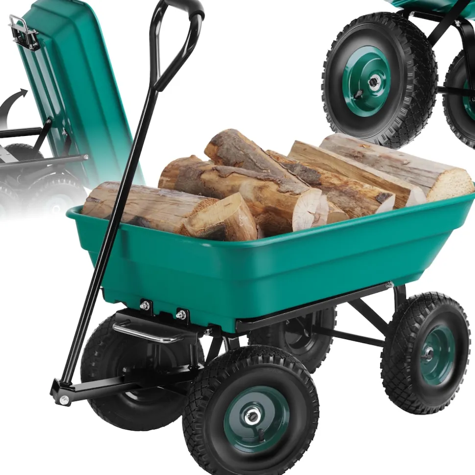 tectake® Gartenwagen, mit Kippfunktion, leichtgängige Lenkachse, Belastbarkeit 120 kg