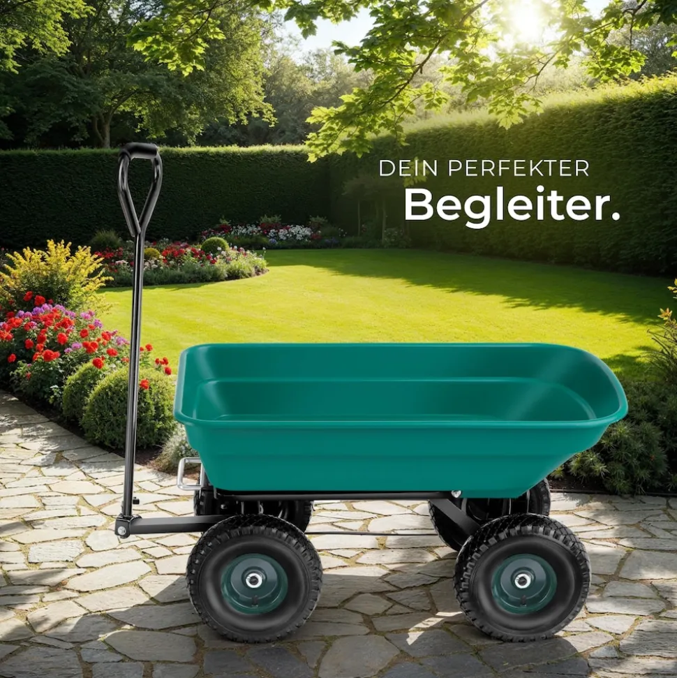 tectake® Gartenwagen, mit Kippfunktion, leichtgängige Lenkachse, Belastbarkeit 120 kg