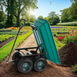 tectake® Gartenwagen, mit Kippfunktion, leichtgängige Lenkachse, Belastbarkeit 120 kg