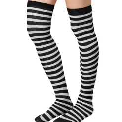 tectake® Gestreifte Overknee-Strümpfe schwarz-weiß