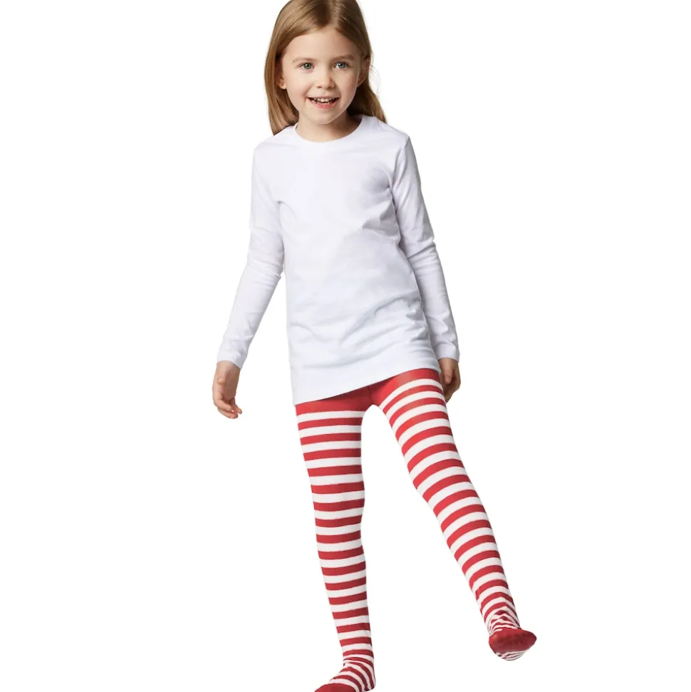 tectake® Gestreifte Strumpfhose für Kinder rot-weiß