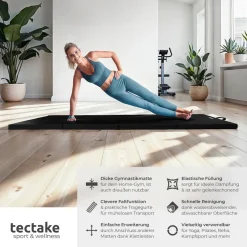 tectake® Gymnastikmatte, klappbar und erweiterbar, hautfreundlich und pflegeleicht, 240 x 120 x 5 cm
