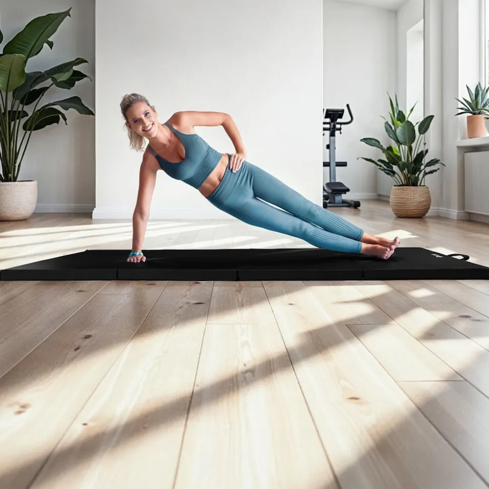 tectake® Gymnastikmatte, klappbar und erweiterbar, hautfreundlich und pflegeleicht, 240 x 120 x 5 cm