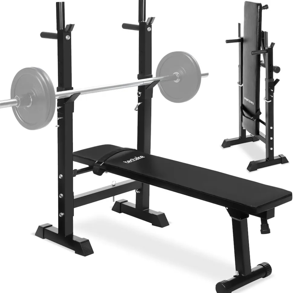 tectake® Hantelbank, klappbar, gepolstert mit Kunstlederbezug, rutschfest, 118 x 55 x 106 cm