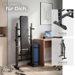 tectake® Hantelbank, klappbar, gepolstert mit Kunstlederbezug, rutschfest, 118 x 55 x 106 cm