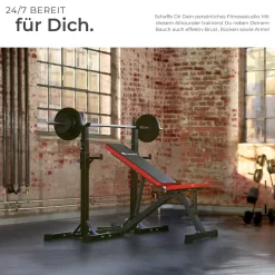 tectake® Hantelbank, mit Schnellverstellung, Sitz 2-fach verstellbar, rutschfest, 116 x 51 x 122 cm