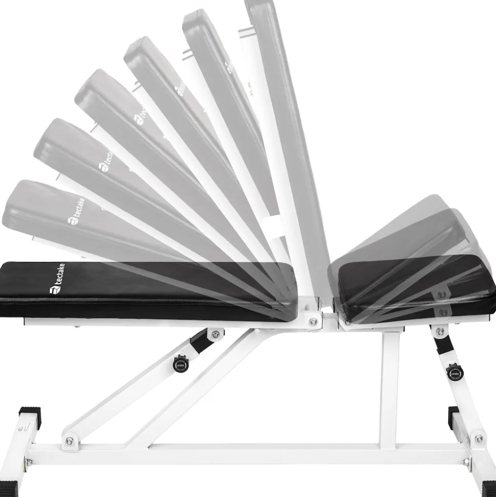 tectake® Hantelbank, Sitz 4-fach verstellbar, gepolstert mit Kunstlederbezug, 120 x 47 x 114 cm
