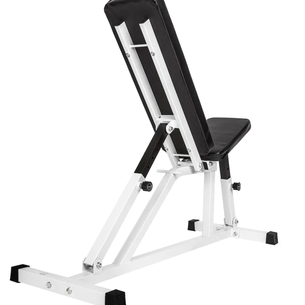 tectake® Hantelbank, Sitz 4-fach verstellbar, gepolstert mit Kunstlederbezug, 120 x 47 x 114 cm