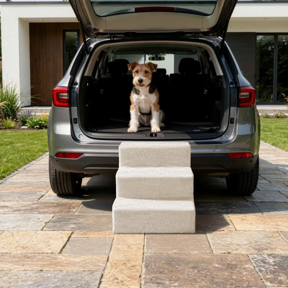 tectake® Haustiertreppe, für Hunde und Katzen, Belastbarkeit 50 kg, pflegeleicht, 37 x 45 x 34,5 cm