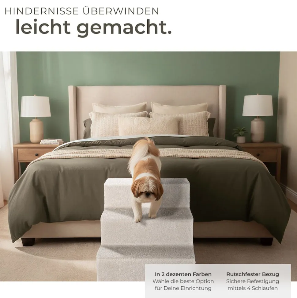 tectake® Haustiertreppe, für Hunde und Katzen, Belastbarkeit 50 kg, pflegeleicht, 37 x 45 x 34,5 cm