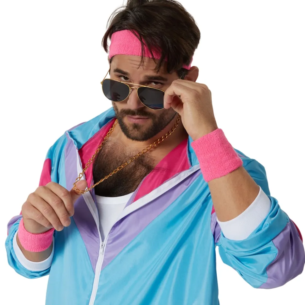 tectake® Herrenkostüm Retro 80er 90er Jahre Jogginganzug Set