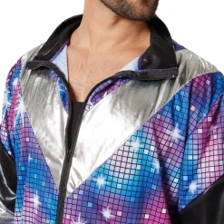 tectake® Herrenkostüm Retro 80er 90er Jahre Disco Jogginganzug