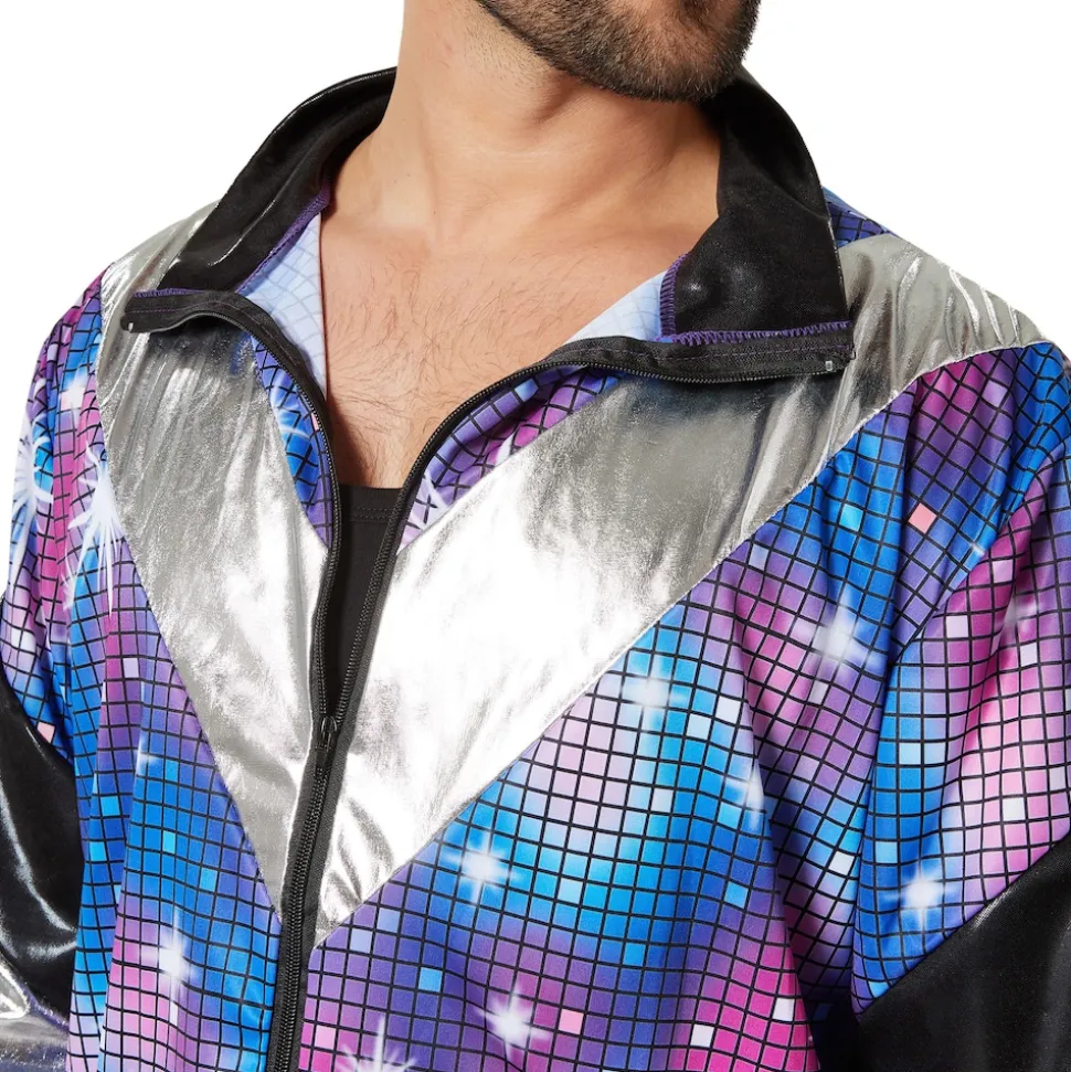 tectake® Herrenkostüm Retro 80er 90er Jahre Disco Jogginganzug