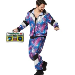 tectake® Herrenkostüm Retro 80er 90er Jahre Disco Jogginganzug