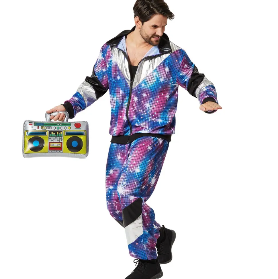 tectake® Herrenkostüm Retro 80er 90er Jahre Disco Jogginganzug