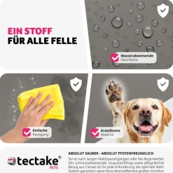 tectake® Hundeautositz, mit Sicherheitsleine und 2 Befestigungsgurten, längenverstellbar, abnehmbare Bezüge aus Canvas, wasserabweisend und waschbar, 55 x 50 x 29 cm