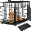 tectake® Hundekäfig-Gitterbox, klappbar, mit 2 Tragegriffen, 2 große Türen mit Doppelverriegelung, herausnehmbarer Boden, abgerundete Ecken