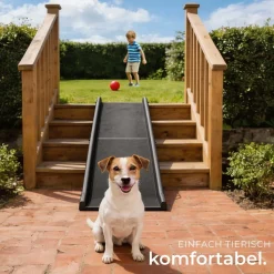 tectake® Hunderampe, klappbar und rutschfest, Belastbarkeit 90 kg, 155 x 40 x 14 cm