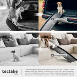 tectake® Hunderampe, klappbar und rutschfest, Belastbarkeit 90 kg, 155 x 40 x 14 cm
