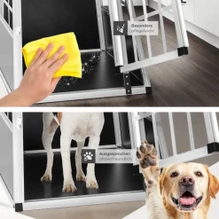tectake® Hundetransportbox single, mit gerader Rückwand, verschließbare Gittertür, mit schützenden Kunststoffecken